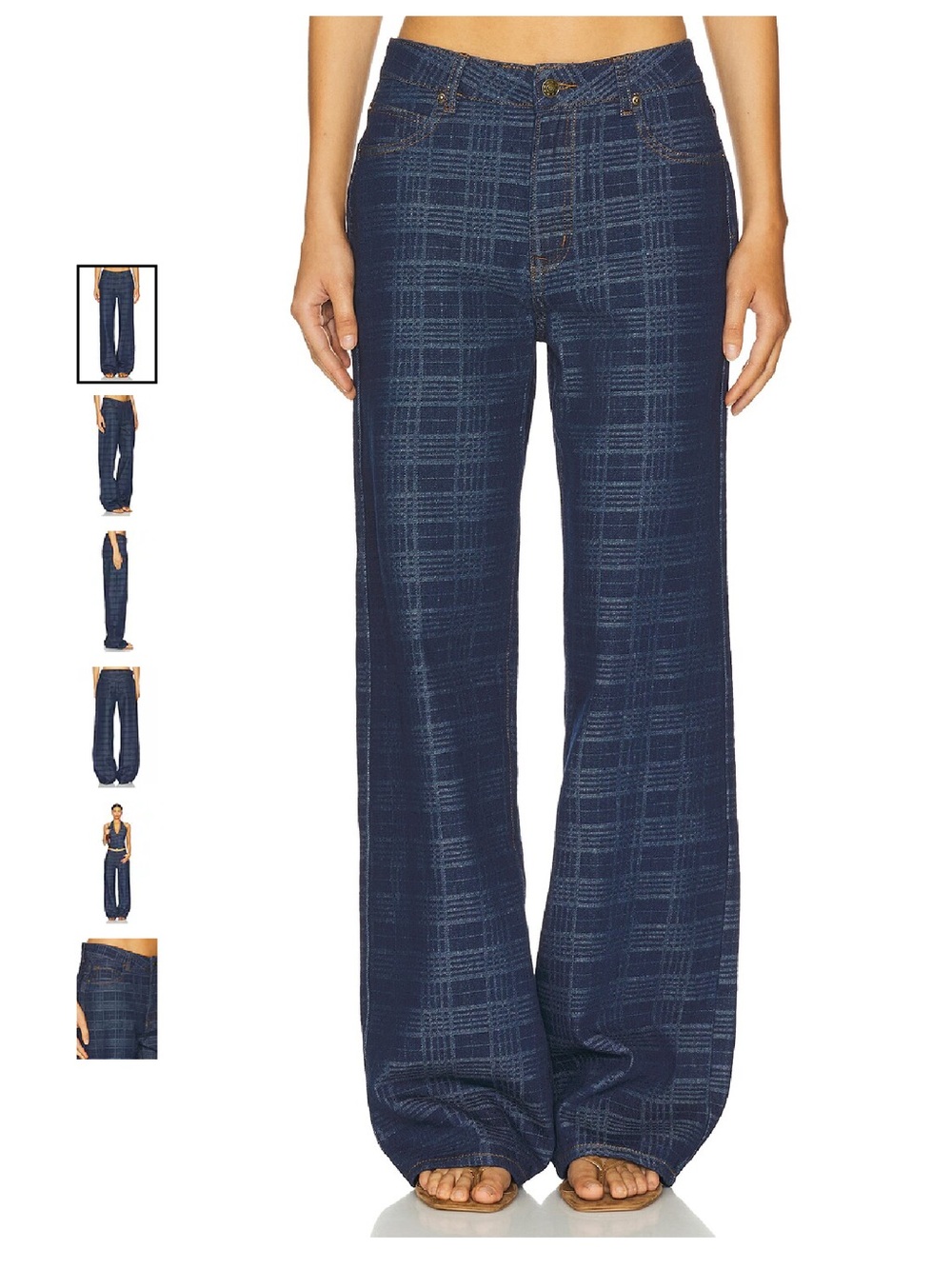 NWT Lioness Top Model Jeans in Indigo Plaid